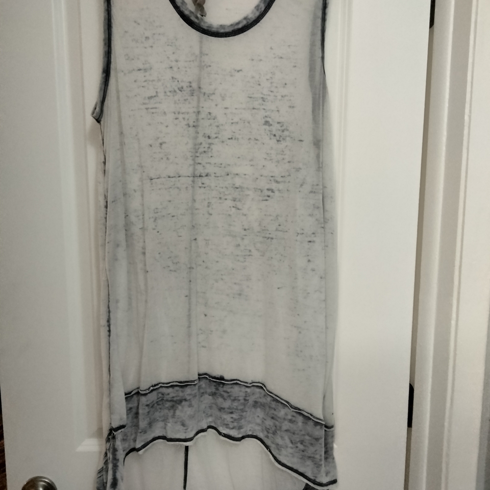 Sleeveless Sheer White and Black Top